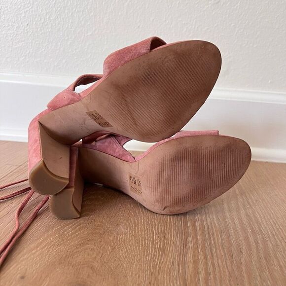 Madewell Women’s Size 7 Octavia Pink Suede Tassel Heeled Open Toe Sandals - Picture 8 of 10